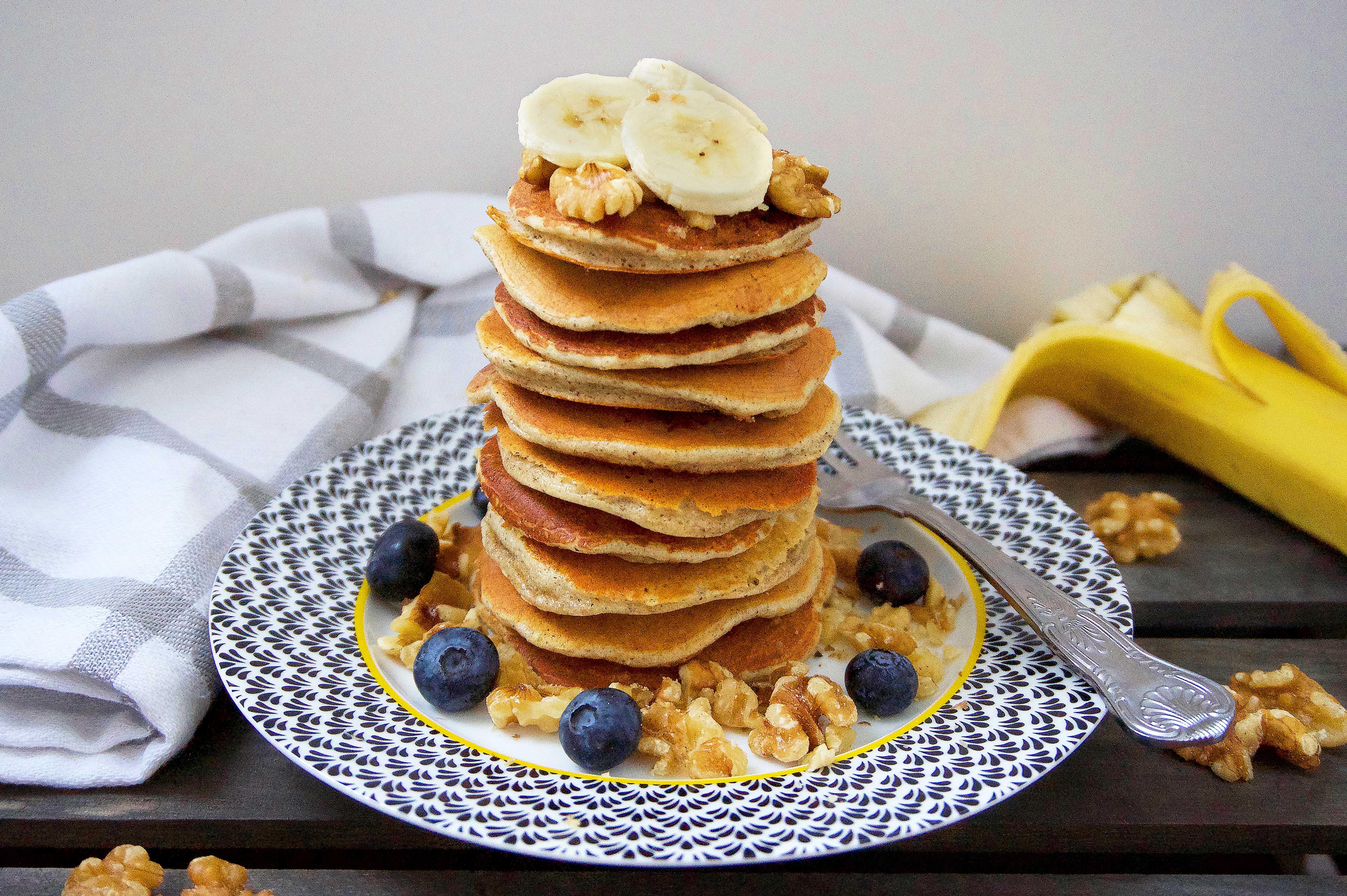 4 Ingredient Protein Pancakes - Buckwheat, Banana and Blueberry.